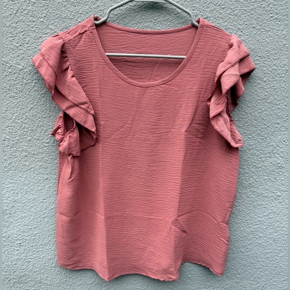 Tops - Ruffled Pink Women's Top, Size Medium